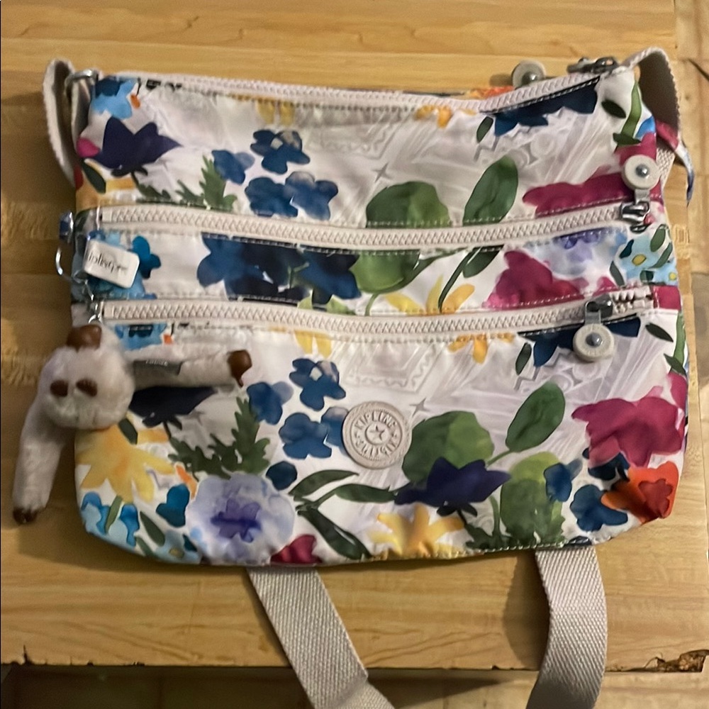 Kipling Multicolor Floral Crossbody Bag with Watercolor Design